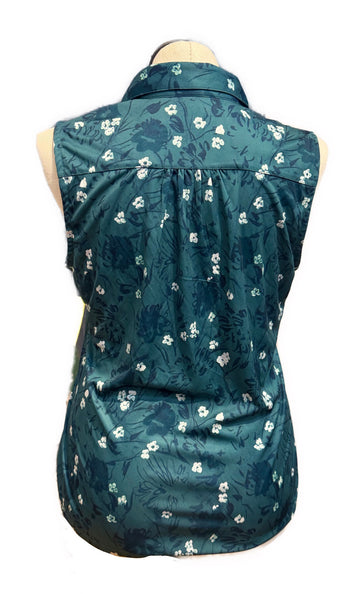 Greg Norman Jade Sleeveless Polo w/ White Flowers Size XL - 0
