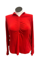 Ibkul Red Ruched 1/4 Zip Sun Shirt Size XXL-1