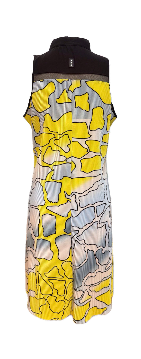 Jamie Sadock Women's Crinkle Gray, Yellow & Black Golf Dress Size M
