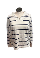 Lady Hagen White & Navy Horizontal Stripe Pullover Size XXL-1