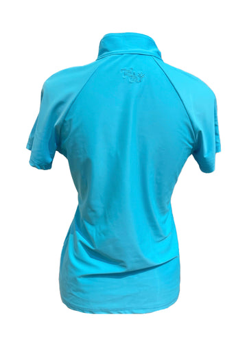 Tzu Tzu Bright Aqua1/4 Zip Mock Top Size M - 0