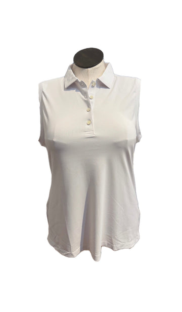 New Peter Millar Sleeveless Polo -White Size XL