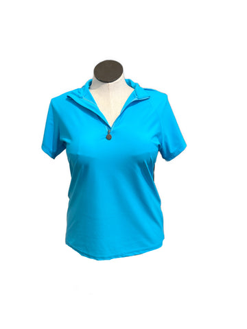 New Tzu Tzu Women's Short Sleeve Lucy Top in Blue Lagoon Size XL MSP$99