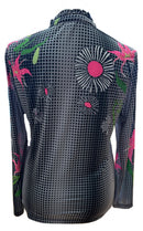 Sunsense by Jamie Sadock Gray & Black Square w/ Pink Flowers Print Sun Shirt Size XL-2