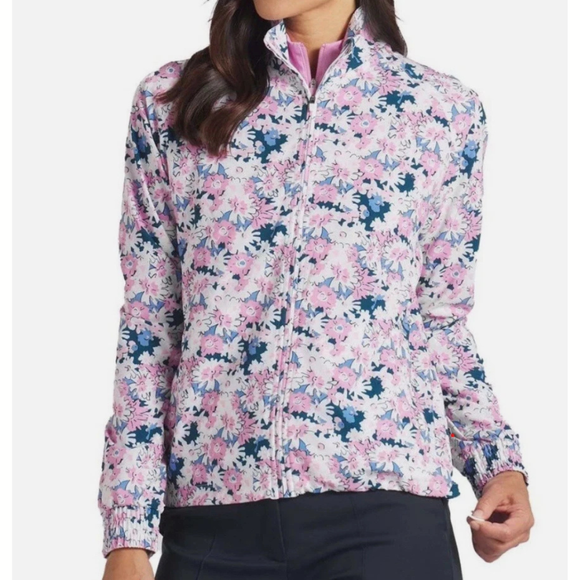 Puma Golf Pink, Periwinkle & White Floral Full Zip Jacket Size XL