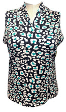 Tail Women's Navy & Teal Cheetah Print Sleeveless Top Size XL-1