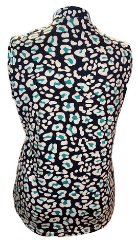 Tail Women's Navy & Teal Cheetah Print Sleeveless Top Size XL - 0
