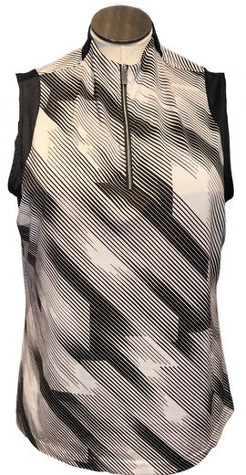 Tail Women's Black & White Striped Sleeveless Golf Top Size XXL