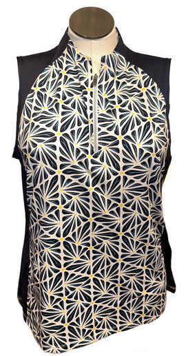 Tail Women's Navy & Yellow Floral Sleeveless Golf Top Size XXL