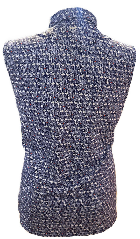Peter Millar Women's Navy & White Tiny House Print Sleeveless Golf Top Size XL