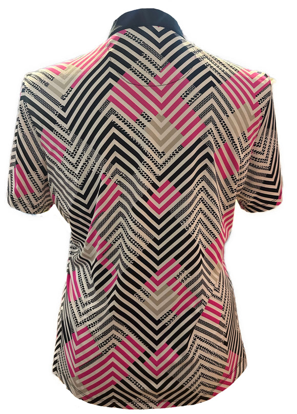 Tail White Label Women's Black & Pink Short Sleeve Golf Top Size XL
