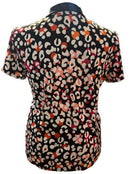 Chico's Women's Black, White & Orange Cheetah Print Short Sleeve Golf Top Size XL-2