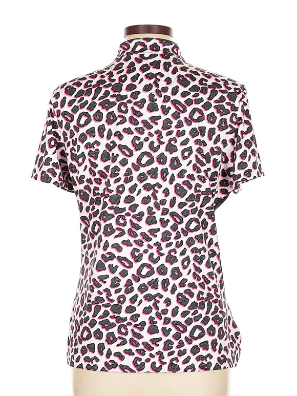 Tail Women's Joli Cheetah Print Short Sleeve Golf Top Size L MSP$93