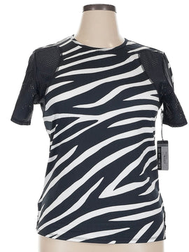 New Tail Activewear Katy Wild Zebra Short Sleeve Tennis Top Size XL
