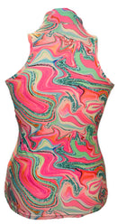 Tzu Tzu Pink & Green Wavy Patterned Sleeveless Top Size M-2