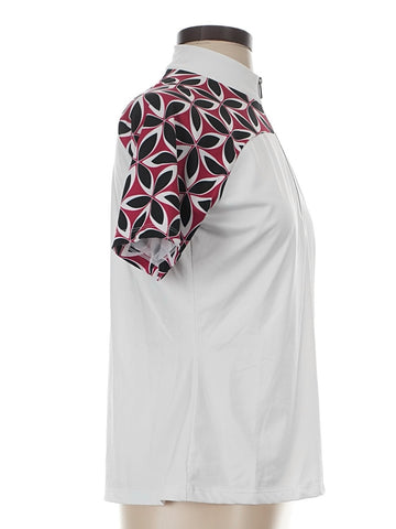 Tail Women's White Short Sleeve Golf Top w/Maroon & Black Print Size S mMSP$98 - 0