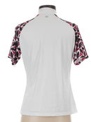 Tail Women's White Short Sleeve Golf Top w/Maroon & Black Print Size S mMSP$98-3