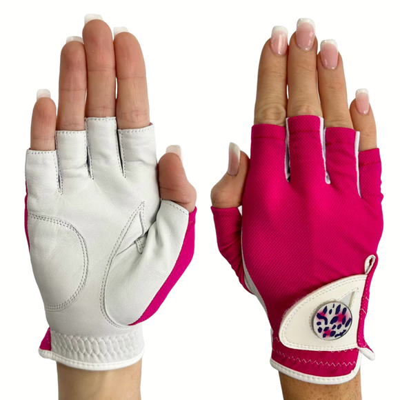 New Hard Candy Pink Half Finger - Right Hand - Ladies Golf Glove