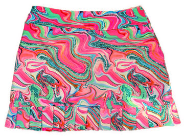 Tzu Tzu Pink & Green Wavy Patterned Golf Skort Size M - 0