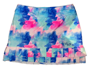 Tzu Tzu Women's Blue & Pink Watercolor Print Golf Skort Size M