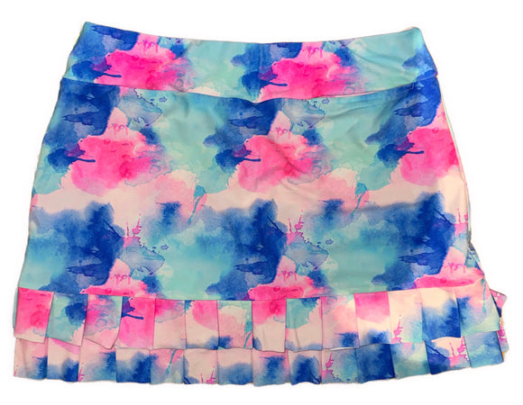 Tzu Tzu Women's Blue & Pink Watercolor Print Golf Skort Size M