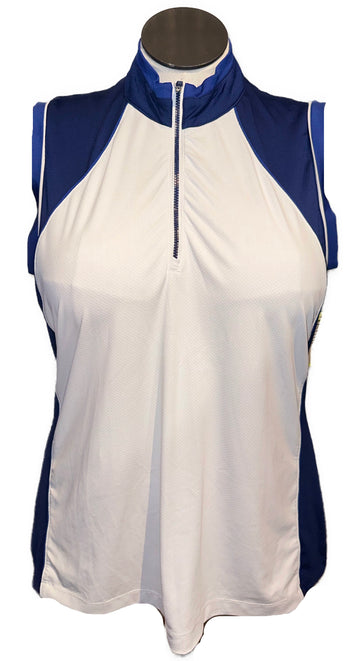EP NY Women's White Sleeveless Golf Top w/Navy Accents Size XL