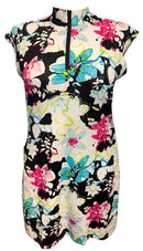 New San Soleil Pink, Green & Blue Floral Print Cap Sleeve Golf Dress Size XL-1