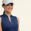 New EP NY Navy Sleeveless Mandarin Collar Golf Polo MSP$84-2