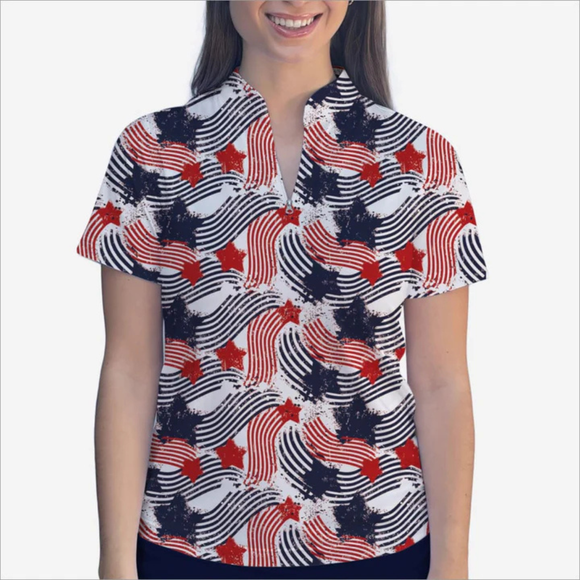 New Skort Obsession Star Spangled Polo Quarter Zip Top