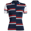 G/Fore Women's Navy , Red & White Offset Stripe Golf Polo Size M MSP$120-1