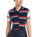G/Fore Women's Navy , Red & White Offset Stripe Golf Polo Size M MSP$120-2