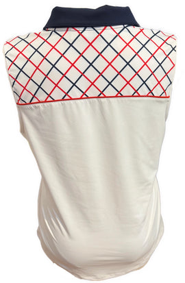 Lady Hagen Women's White Sleeveless Golf Top w/Red & Navy Patterns Size XL - 0