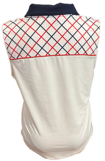 Lady Hagen Women's White Sleeveless Golf Top w/Red & Navy Patterns Size XL - 0