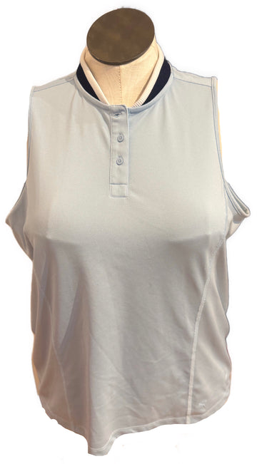 Puma Women's Light Blue Sleeveless Golf Top w/Navy Collar Size M