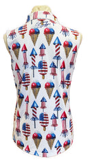 Sunday Swagger 4th of July Print Sleeveless Golf Top Size M-2