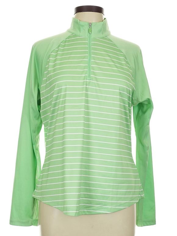 Greg Norman Women's Green & White Striped Golf Pullover