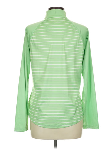 Greg Norman Women's Green & White Striped Golf Pullover - 0