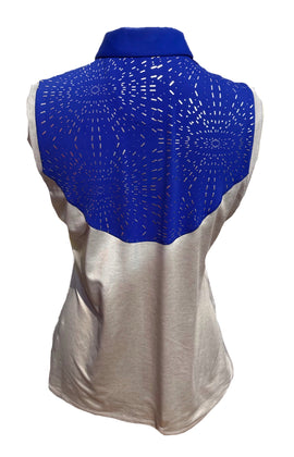 Annika by Cutter & Buck Royal Blue & Sliver Burst Sleeveless Top Size S - 0