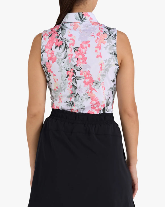 New Bad Birdie Women's Sleeveless Lei'd Golf Top - Brilliant White