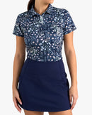 New Bad Birdie Women's Super Duper Bloom Short Sleeve Golf Top - Dark Navy-1
