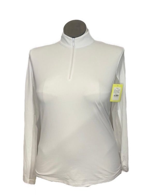 Ibkul Women's White Solid Zip Mock Sun Shirt Size M MSP$94