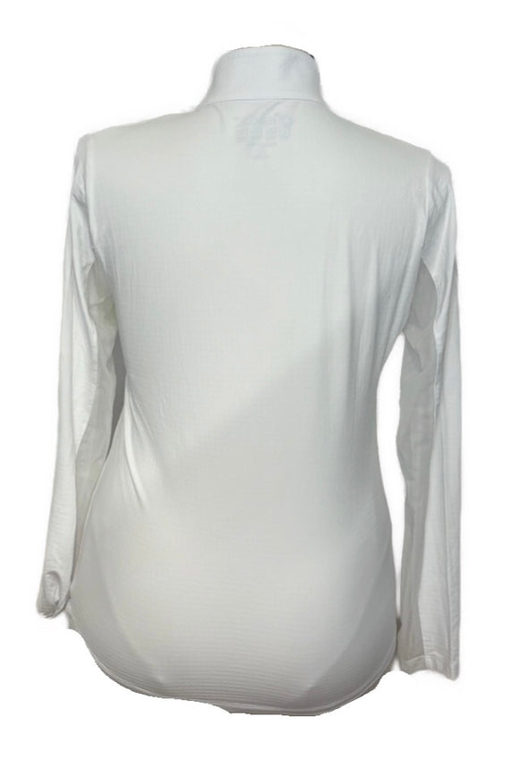 Ibkul Women's White Solid Zip Mock Sun Shirt Size M MSP$94