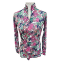 EP NY Women's Pink, Green & Navy Floral Print Golf Pullover Size S-1