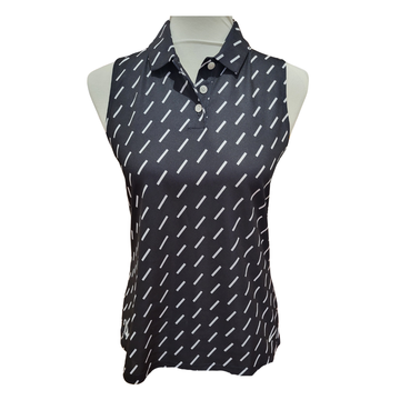 Nike Dri-Fit Black & White Dash Sleeveless Polo Size S