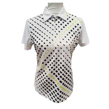 EP Pro White, Black & Lime Dash Print Polo Size M