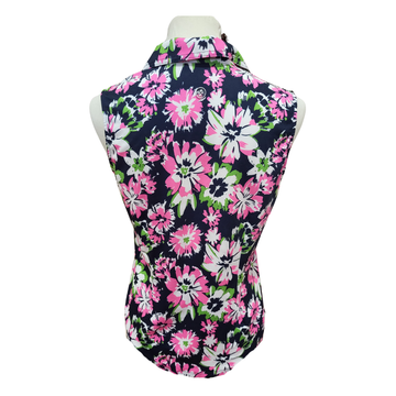 Jofit Navy, Hot Pink & Lime Floral Sleeveless Golf Polo SIze S - 0