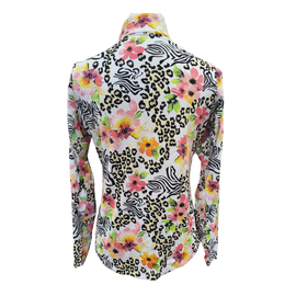 Ibkul Women's White Cheetah & Floral Print Golf Pullover Size S MSP$105 - 0