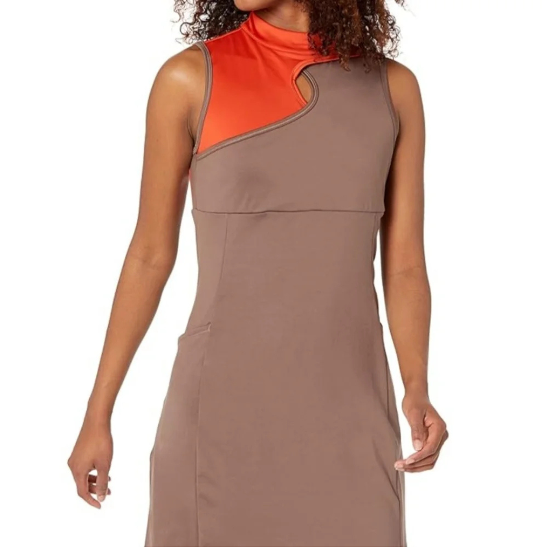 New Adidas Ultimate365 Tour Colorblock Golf Dress Earth Strata Brown Size S