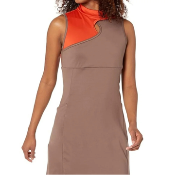 New Adidas Ultimate365 Tour Colorblock Golf Dress Earth Strata Brown Size S