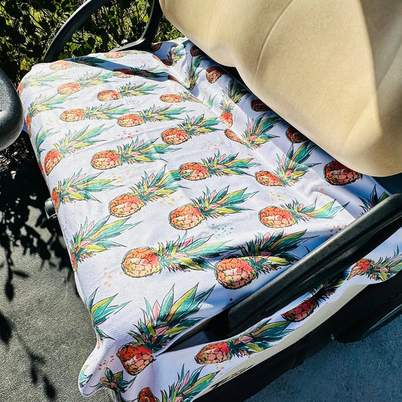 New Best of Golf America Golf Cart Seat Cover - Pineapple Flock